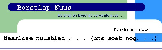 Borstlap NuusBorstlap en Borstlap verwante nuus. . .Naamlose nuusblad . . . (ons soek nog. . .)Derde uitgawe